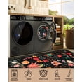 thumbnail image 4 of Alfombra CRYPTOLITE Boho Floral de 60 x 90 cm, lavable para baño, color negro, 4 of 7
