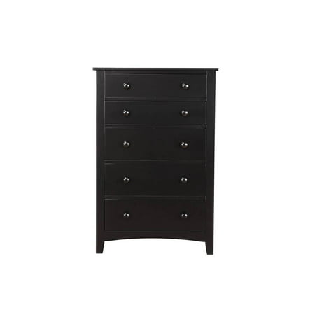 Miekor Furniture Contemporary Black Finish Chest of Drawers Plywood Pine Veneer Bedroom Furniture 5 drawers Tall chest W5UAHD