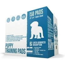 Bulldogology Premium Puppy Pee Pads with Adhesive Sticky Tape (24x24) Large Dog Training Wee Pads with 6 Layer Extra Quick Dry Bullsorbent Polymer Tech (150-Count, White)