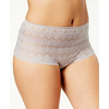 Ashley Graham Womens Plus Size Lingerie Wide Waist Lace Thong  Silver  X