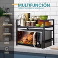 thumbnail image 2 of Estantería para Microondas, Estante Organizador de Cocina, Estante Microondas Encimera con 6 Ganchos, Estantería Extensible Cocina de 2 Niveles, Negro, 2 of 6