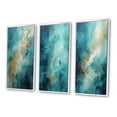 thumbnail image 3 of Designart "Turquoise Calm IV" Abstract Landscape Framed Wall Art Set Of 3 - Teal Landscapes Frame Canvas Set For Living Room Decor, 3 of 6