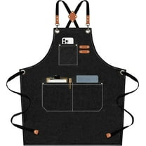 Gardening & Work Apron, Cotton Canvas, Heavy Duty, Adjustable, Cross Back, Black