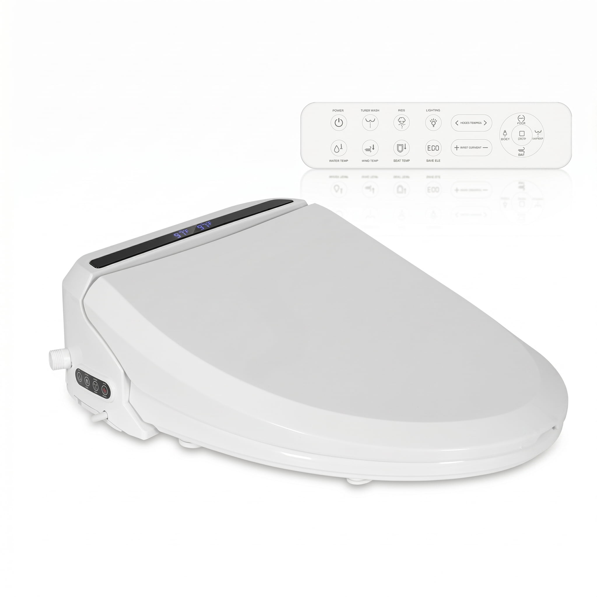 ELECWISH Smart Electric Bidet Seat for Elongated Toilet in White with Remote Control, Heated Seat, Deodorizer and Nightlight