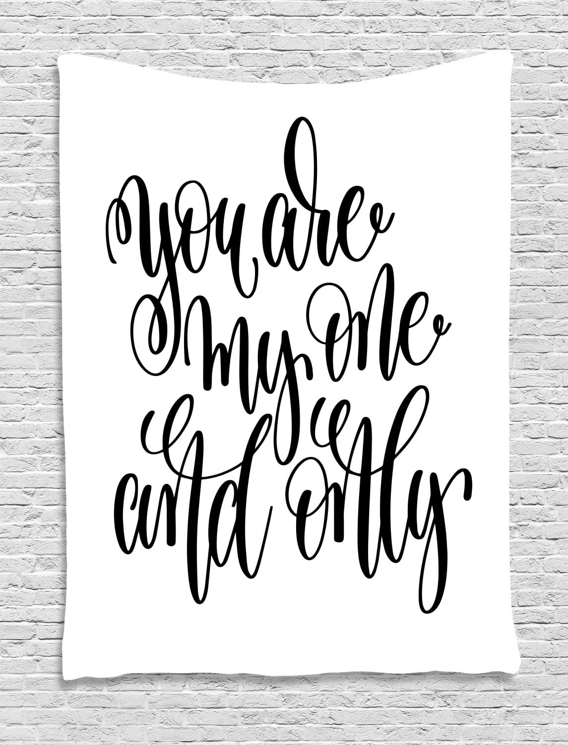 One And Only In Cursive One and Only Saying Tapestry, Simple Pattern of Typography in Cursive ...