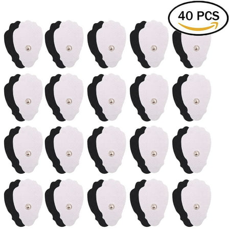 40 PCS Snap Electrodes Pads - 1.8 x 3 Inches TENS Unit Pads Replacement for EMS Massager Muscle Stimulator, Premium Self-adhesive and Reusable, FDA