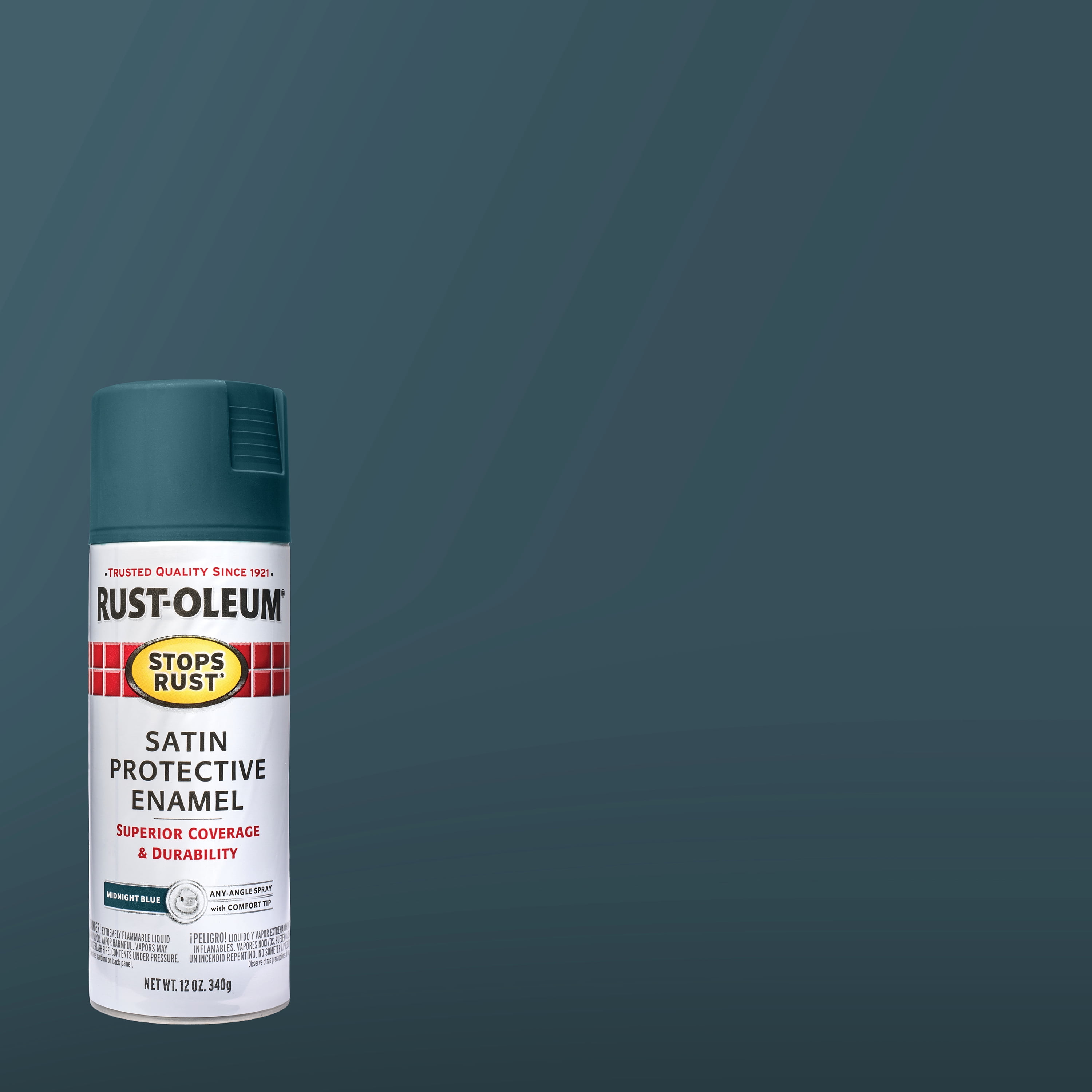 Midnight Blue, Rust-Oleum Stops Rust Protective Enamel Satin Spray Paint-369179, 12 oz