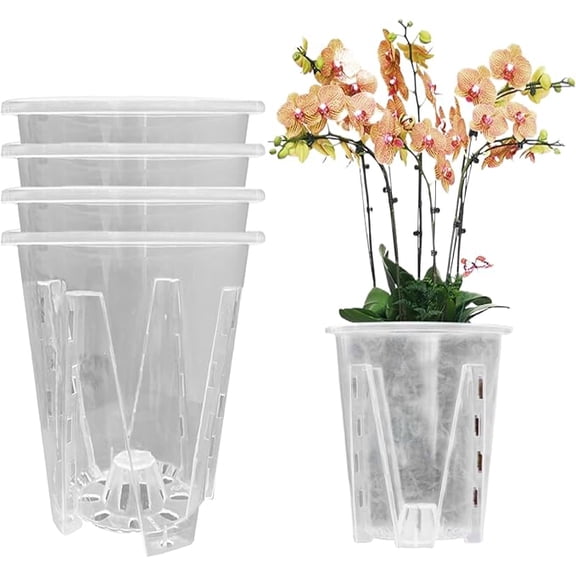Plastic Potted Plant, Transparent Orchid Pot with Removable Reservoir, Breathable Root Control Planter for Indoor Outdoor Garden Patio Landscape Decoration and Daily Gardening Use