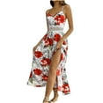 thumbnail image 5 of Generic Women's Summer Dress V Neck Floral Maxi Tropical Long Beach Vacation Side Slit Dress, 5 of 7