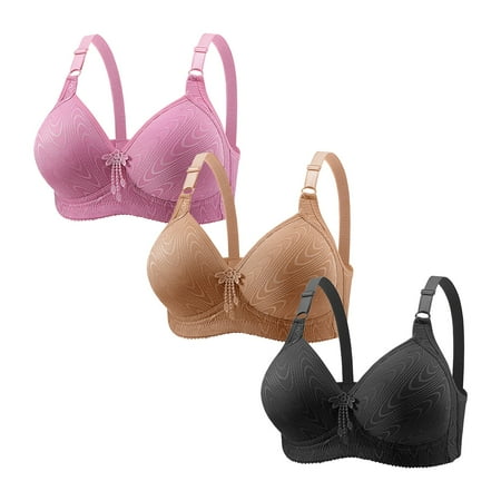 Clearance!Uooqdmx Bras for Women Bralettes for Women Bras No Underwire Adjustable Bras Full Coverage Support Bralette Plus Size Everyday Bra of 3 Wireless Bras for Women Dark Blue(3PC) XL
