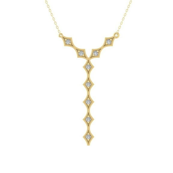 ARAIYA FINE JEWELRY 10K Yellow Gold Diamond Fashion Pendant with Gold Plated Silver Cable Chain Necklace (1/5 cttw, I-J Color, I2-I3 Clarity) 18"