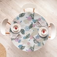 thumbnail image 4 of Ambesonne Tropical Fitted Round Tablecloth, Autumn Palm Leaves Print, 56"- 60" Diameter, Dark Sea Green Pale Khaki, 4 of 5