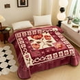 thumbnail image 7 of DBOZE Queen Size Heavy Korean Mink Fleece Blanket, Thick Soft Warm Single Ply Mink Blanket with Pink Flower Design, 7 of 7