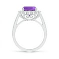 thumbnail image 2 of ANGARA Natural Cushion 3.1 ct Amethyst Cocktail Ring with Diamond Halo in 14K White Gold for Women (Size-9mm) | February Birthstone, Anniversary, Jewelry Gift for Women | Natural Amethyst Ring, 2 of 7