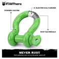 thumbnail image 3 of Shackles 3/4'' D Ring Shackle 41,887Ib Capacity with 7/8'' Screw Pin and Shackle Isolator Tow Strap Winch for Vehicle Recovery (Green), 3 of 6