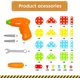 thumbnail image 2 of Juego de taladro eléctrico 4 en 1 de 310 piezas, rompecabezas creativos, juguete de construcción con taladro eléctrico y tablero de clavijas, juguete educativo para niños y niñas., 2 of 5