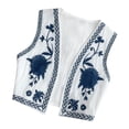 thumbnail image 4 of Chaleco corto informal de estilo boho para mujer, con bordado floral, ideal para el verano. Blanco, 4 of 9