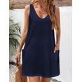 thumbnail image 3 of Zeagoo Women T Shirt Dress with Pockets Summer Beach Dress for Women V Neck Sun Dress Women Short Mini Dress A Line Dress, 3 of 6