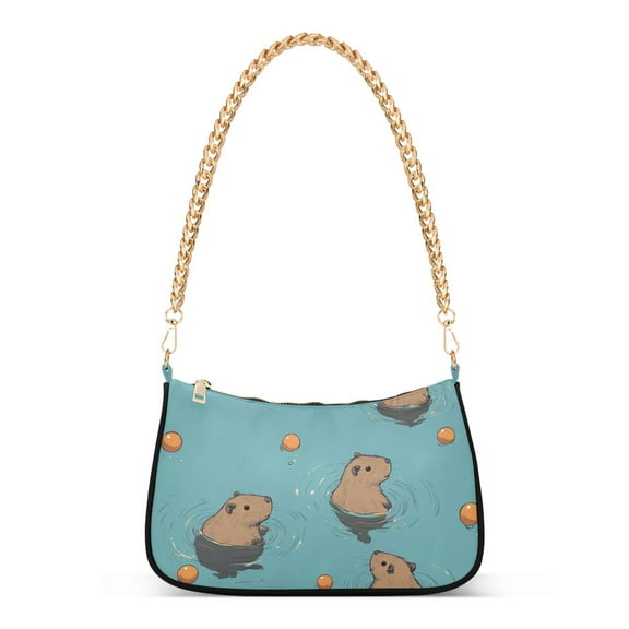 FORMRS Womens Shoulder Bag with Chain Strap Clutch Purse Cute Tote Handbag, Cartoon Capybaras
