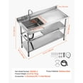 thumbnail image 2 of VEVOR Stainless Steel Utility Sink, Free Standing Single Bowl Commercial Kitchen Sink with Faucet and Hot & Cold Water Pipe, Dual Storage Shelves for Garage, Restaurant, Laundry, 47.2 x 19.7 x 37 in, 2 of 9