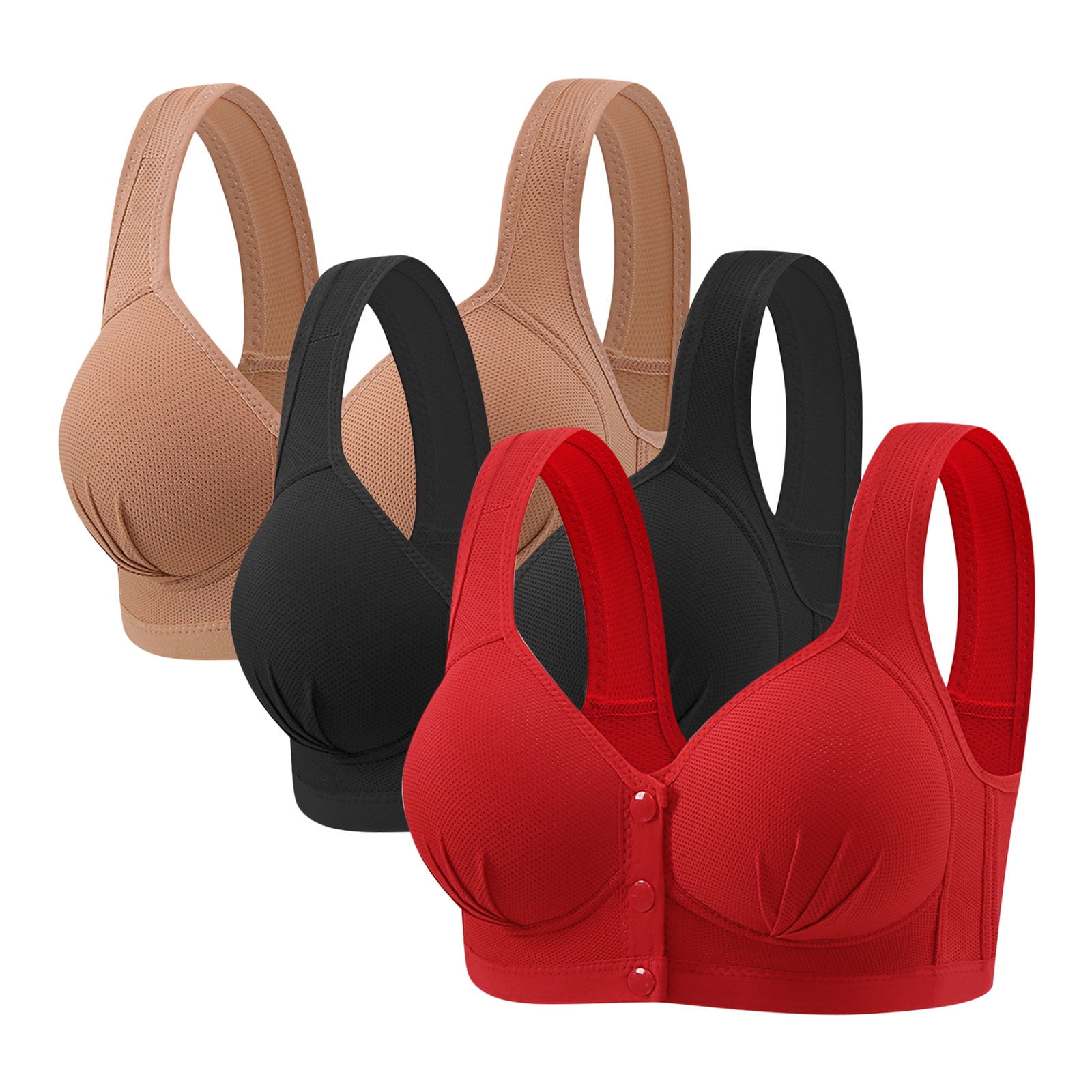 Women's Plus Size Thin Mesh Front Buckle Nursing Bra 3-Pack, Wireless Maternity Sleeping Underwear, Comfortable Breastfeeding Bras for Large Bust, Soft Support Postpartum.