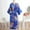 1-1-Blue, variant on YWDJ Robes for Women Plus Size Print Blossom Kimono Dressing Gown Bath Robe Lingerie Nightdress Blue