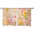 thumbnail image 2 of Spring Floral Semi Sheer Curtains 54 Inch Length 2 Panels Set, Watercolor Elegant Summer Flowers Botanical Sheer Kitchen Curtain Privacy Voile Window Curtain for Living Room Bedroom Rod Pocket Drapes, 2 of 7