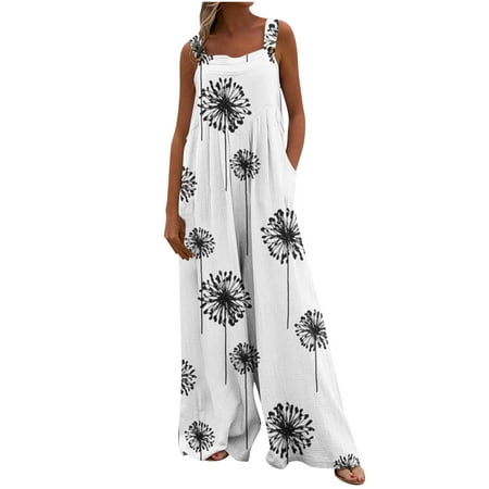 

Xihbxyly Jumpsuits for Women 2023 Summer Casual Maternity Overalls Boho Comfy Cotton Linen Jumpsuit Baggy Button Bib Loose Overalls Plus Size Pants Maxi Pockets Rompers Summer Clearance #4