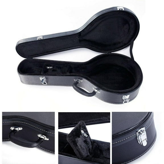YKITRD A-Style Microgroove Pattern Mandolin High-Class Leather Case Black