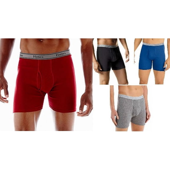Hanes ComfortFlex Waistband Moisture Wicking Boxer Briefs 4-Pack Size: LG