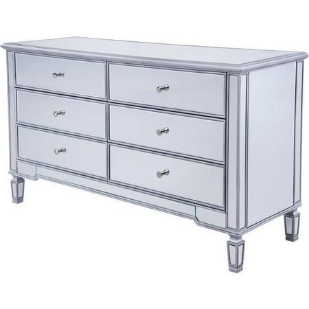 Elegant Decor MF6-1036S 6 Drawers Cabinet Silver Paint - Hand Rubbed Antique Silver - 60 x 20 x 34 in.