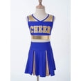 thumbnail image 4 of CHICTRY Tenue de Fête pour Filles Cheer Leader Cos tume Uniforme de Cheerleading avec Pompons Bleu 8, 4 of 7