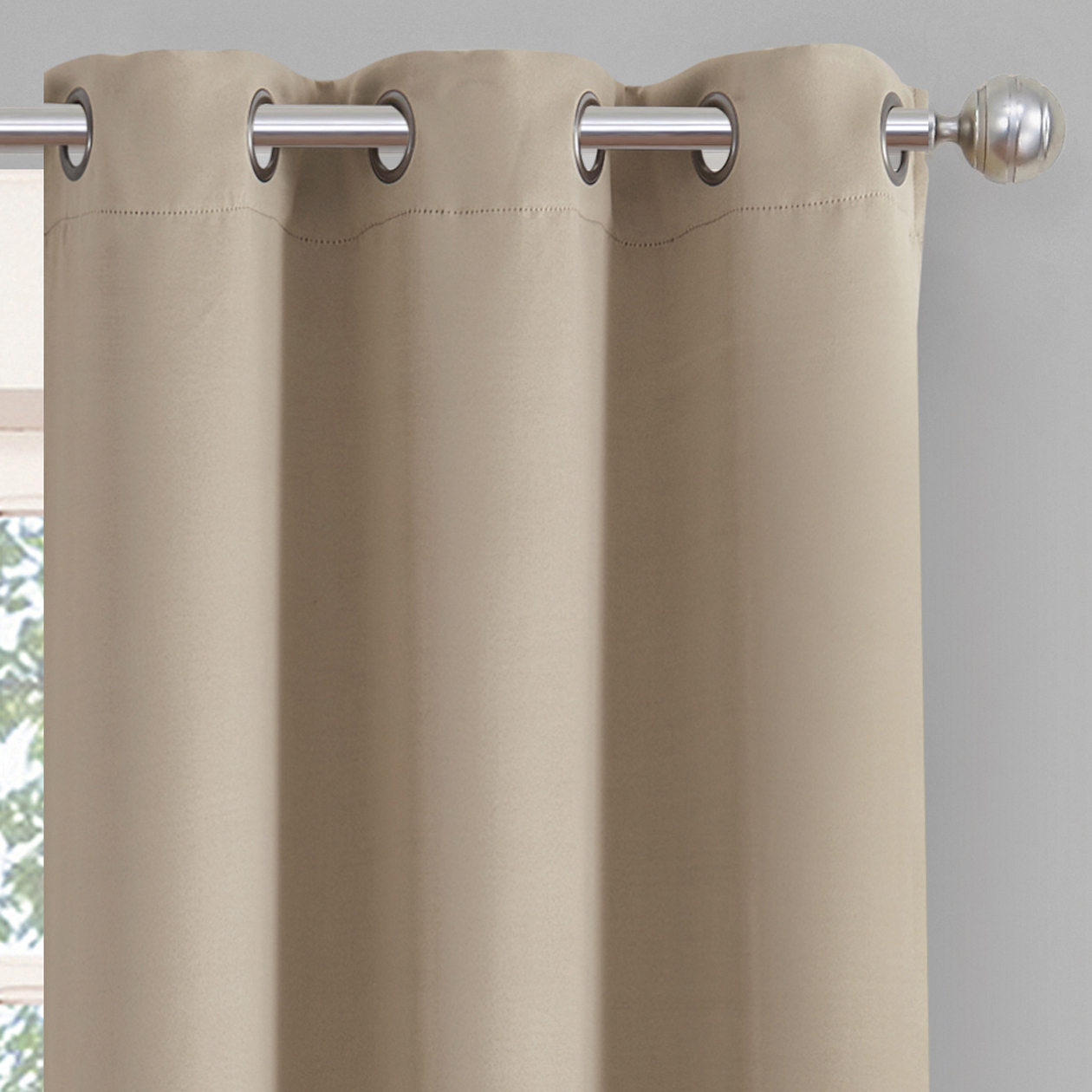 Eclipse Phoenix Solid Blackout Curtains, Set of 2, 84 Inch Long Blackout Curtains, 37"W x 84"L, Wheat
