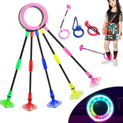 Fine Deal Foldable Flashing Jumping Ring Children Colorful Ankle Skip Jump Ropes Sports Swing Ball for Kids Boys Girls Toy (Green)