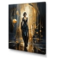thumbnail image 2 of Designart "Ballroom Elegance in Black & Gold Woman II" Inspirational Canvas Wall Art - Glam Black Fashion Entryway Wall Art, 2 of 6