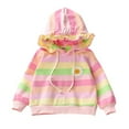 thumbnail image 2 of Uccdo 12M-7T Toddler Little Girls Casual Hoodies Sweatshirts Kids Rainbow Striped Hooded Zipper Jackets Tops, 2 of 8