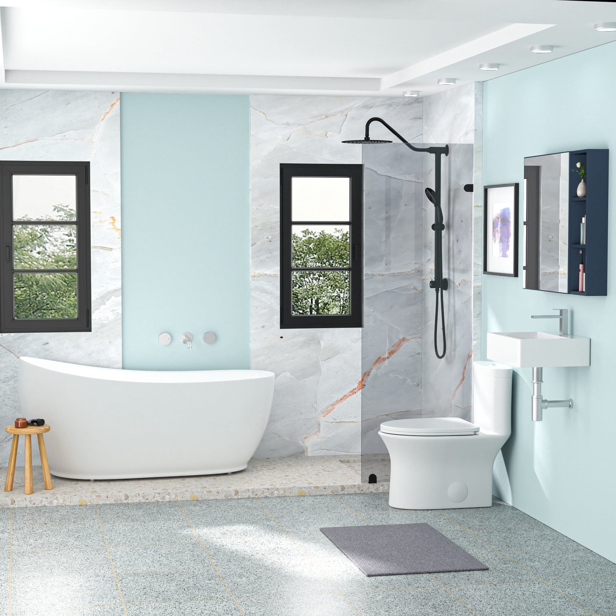 20.8"×16.3"×6" White Ceramic Rectangular Wall-mounted Bathroom Sink with Single Faucet Hole and Overflow Hole