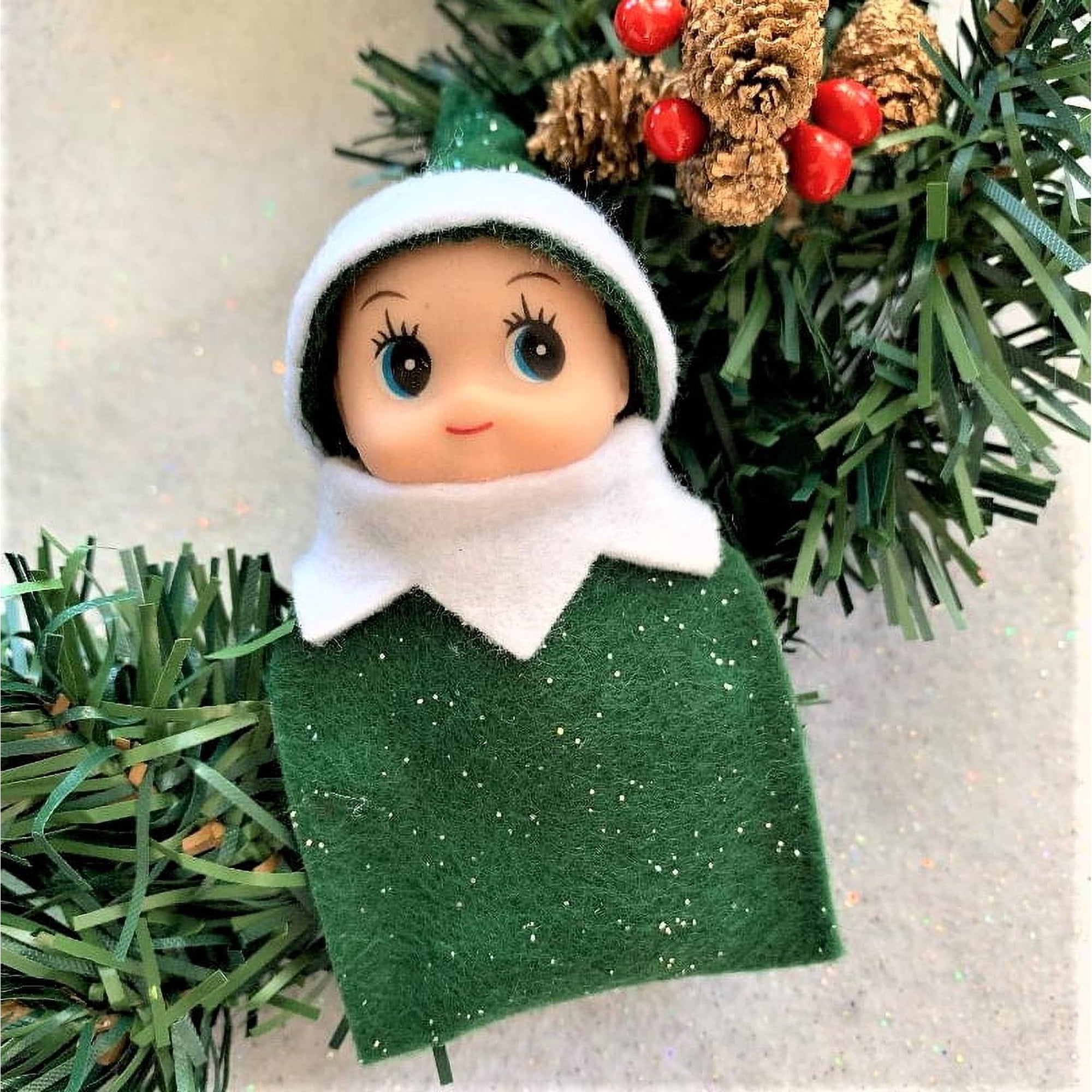 Green Baby Elf Figurine, Miniature Elf, Christmas Elf, Tiny Elf