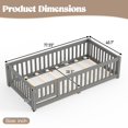 thumbnail image 3 of UHOMEPRO Twin Size Montessori Floor Bed with Door, Safety Guardrails & 7 Removable Slats, Low Profile Wood Floor Bed Frame for Kids, No Box Spring Needed, Gray, 3 of 10