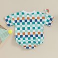 thumbnail image 3 of Bagilaanoe Newborn Baby Girl Boy Rompers Checkerboard Print Short Sleeve Bodysuit 3M 6M 12M 18M Infant Summer One Piece Jumpsuit, 3 of 6