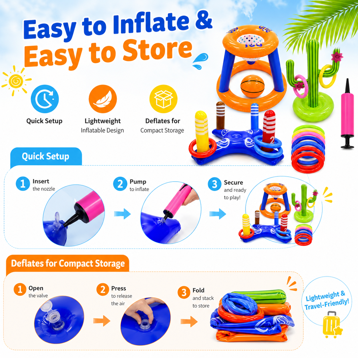 JoyStone Pool Toys Games Set with Basketball Hoop and Ring Toss photo 5