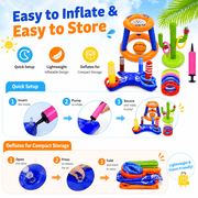 JoyStone Pool Toys Games Set, Floating Basketball Hoop Inflatable Cross Ring Toss Game Toys for Kids Adults, Summer Party Swimming Pool Water Games