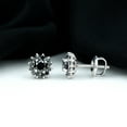 thumbnail image 3 of Rosec Jewels Natural Black Diamond Floral Stud Earrings for Women (1.50 CT, AAA Grade), 18K White Gold, 3 of 9
