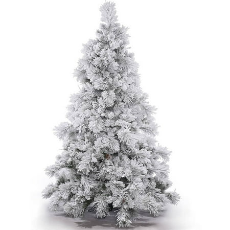 Vickerman Unlit 7.5' Flocked Alberta Artificial Christmas Tree with