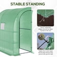 thumbnail image 6 of Miekor Furniture 7' x 3' x 7' Lean to Greenhouse, Walk-In Green House, Plant Nursery with 2 Roll-up Doors and Windows, PE Cover and 3 Wire Shelves, Green No.9796, 6 of 8