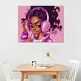 thumbnail image 3 of Nawypu African American Girl Canvas Wall Art Black Girl Love Music Magic Purple Hair Canvas Art Poster Pink Wall Decor for Girls Room Bedroom Living Ready To Hang, 3 of 5