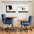 thumbnail image 3 of Bestier Criss Cross Office Chair, Plush Velvet Vanity Chair with Adjustable Armrests, Side Pockets, Comfy Swivel Ergonomic Desk Chair for Home Office Bedroom Makeup, Ocean Blue, 3 of 11