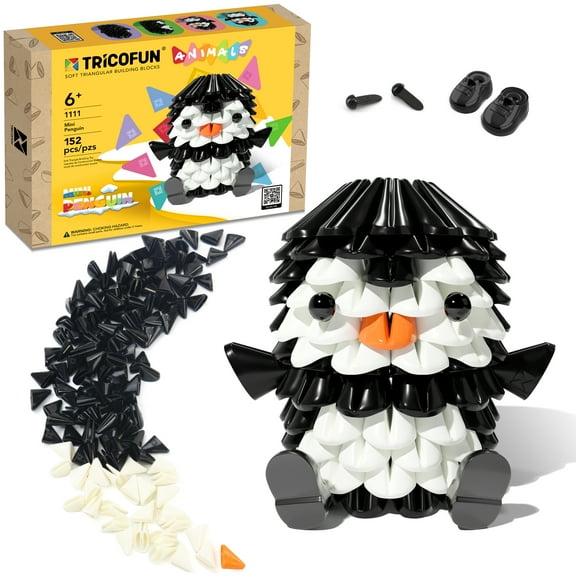 Tricofun Animals 3D Soft Building Blocks - Cute Animal Kit,  STEM Educational Toys, Enhance Hands-On Skills Building Blocks (1111-Mini Penguin)