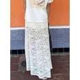 thumbnail image 5 of Women'S Elastic High Waisted Flowy A-Line Maxi Lace Skirt Summer Casual Long Skirts White S, 5 of 9