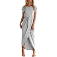 thumbnail image 4 of Seyurigaoka Women Dress with Waistband Short Sleeve Irregular Hem One-piece, 4 of 9